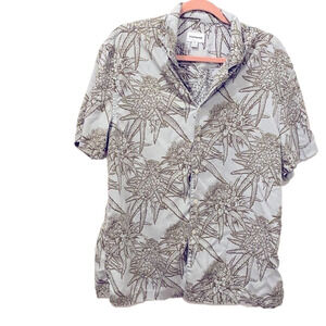 🌷 Frank and Oak🌷Light Blue Gray & Green Print Button Down Shirt